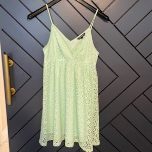 Express mint eyelet babydoll dress